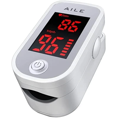 Image of AILE Pulse Oximeter Oxygen Meter Adults Accurate Fast Easy Larger Red Screen Monitor with Lanyard Blood Saturation O2