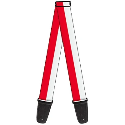 Image of Buckle Down Guitar Strap North Carolina Flag Stripe Red White 2 Inches Wide