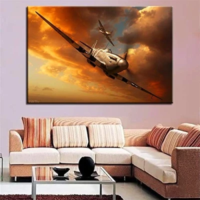 Image of 5D DIY Diamond Painting Kits for Adults/Kids Aircraft Spitfire 30x40cm Full Drill Art Picture Crystal Rhinestone Embroidery Cross Stitch Craft Living Bedroom Wall Decor