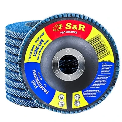 Image of S&amp;R Pro Zirconia Flap Discs Set of 10 115 x 22.23 mm, P80 for Steel and Stainless Grinding, Professional Grinding Ultimate Precision Durability
