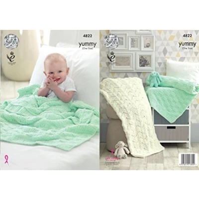 Image of King Cole 4822 Knitting Pattern Baby Blankets in Yummy Chunky