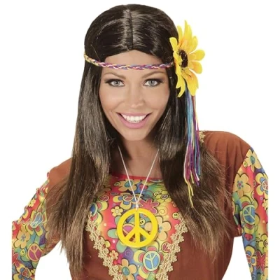 Image of Widmann 04657 Hippie Wig, Brown, One Size