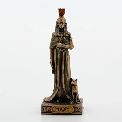 Image of Veronese Design 3 3/8 Inch Maat Egyptian Goddess of Justice Resin Miniature Hand Painted Bronze Finish Figurine