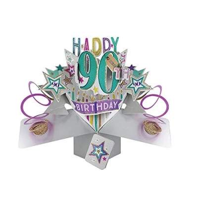 Image of Happy 90th Birthday Pop Up Greeting Card Original Second Nature 3D Cards