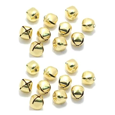 Image of First Steps 20 x 10mm Small Metal Jingle Bells Cards Crafts Charms GOLD