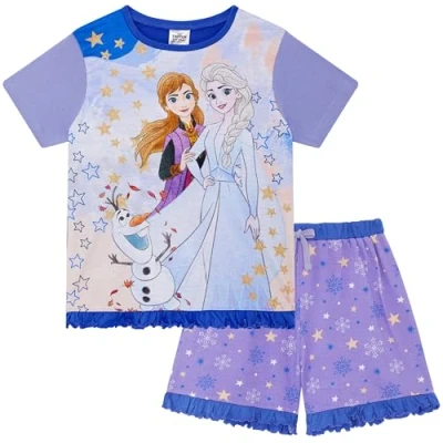 Image of Disney Girls Frozen Short Pyjamas Character Nightwear (as8, age, 7_years, 8_years, regular, Shorty, 7 8 Years)