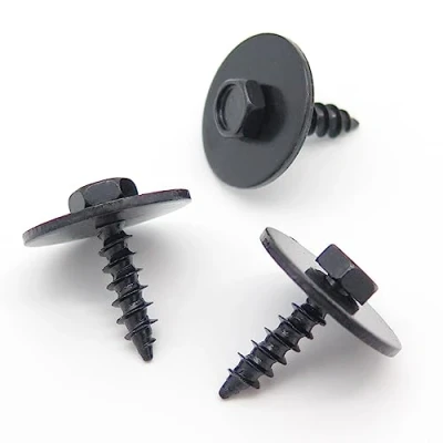 Image of VVO Fasteners Metal Rear Wheel Arch Lining and Mudguard Screw, Black (Pack of 10)