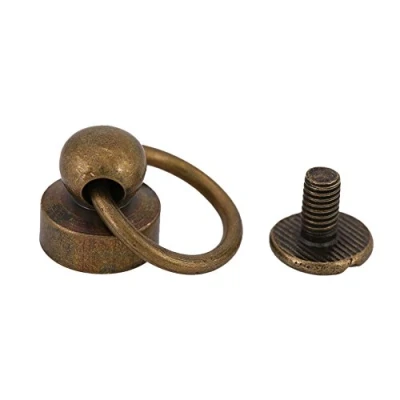 Image of 20 Sets Brass Round Pull Ring Rivets Studs, DIY Leather Craft Metal Rivet with Buckle, Leathercraft Screws Nail for Purse Phone Case Decoration,9mm(Bronze)