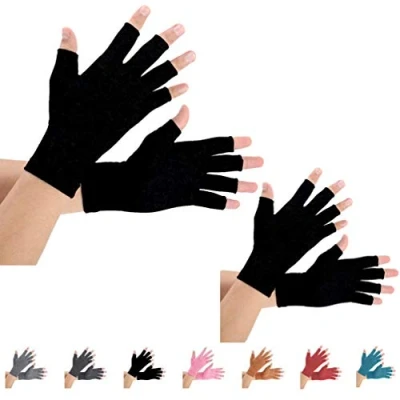 Image of 2 Pairs Arthritis Gloves, Compression Gloves Support and Warmth for Hands, Finger Joint, Relieve Pain from Rheumatoid, Osteoarthritis, RSI, Carpal Tunnel, Women (L, Pureblack)