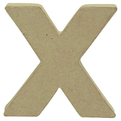 Image of Décopatch Ref AC836C Papier Maché Alphabet Lowercase Letter &quot;X&quot; Fun to Decorate Using Papers, Glue &amp; Varnish, 8 x 8.2 2.4cm Brown