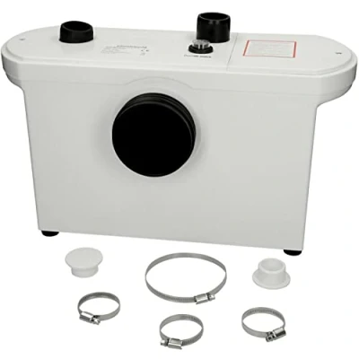 Image of Flo Force Extra Domestic Sanitary Sewerage Pump Macerator Toilet Waste Water Sink Basin with 3 Inlets White Carbon Filter IP54 Rated