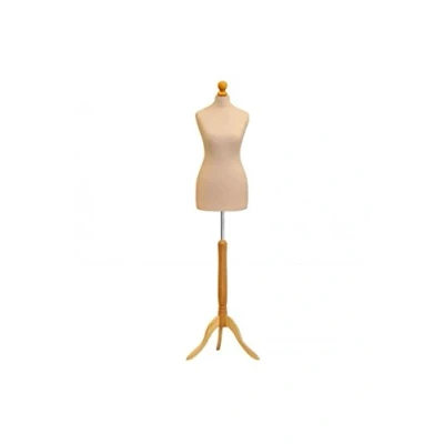 Image of H &amp; Traders Cream Female Tailors Mannequin Display Bust Dummy FOR Dressmakers Fashion Students With A Light Wood Base (Size 40/42, UK 12/14)