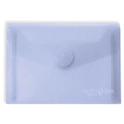Image of Grafoplás Pack of 5 A6 Plastic Envelopes Velcro Closure Light Blue Multiline 16 x 12 cm Transparent Striped Crystal Polypropylene Perfect for Small Documents