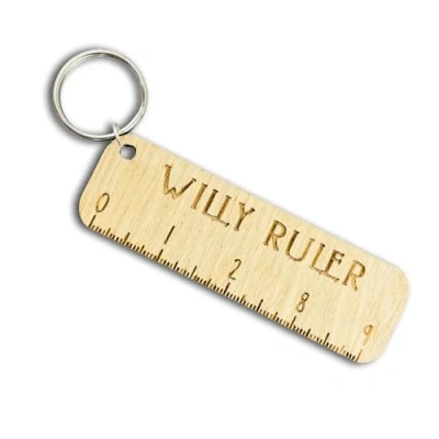 Image of Fuzzy Cactus Novelty Wooden Willy Ruler Keyring