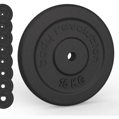 Image of Body Revolution Cast Iron Weight Plates 20kg Plate Set 25mm / 1 Inch Pairs for Dumbbells &amp; Barbell Weights Strength Training and Building Equipment Men Women