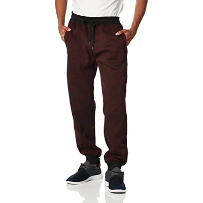 Image of Southpole Men&#039;s Basic Fleece Jogger Pant Sweatpants, New Marled Burgundy, Medium