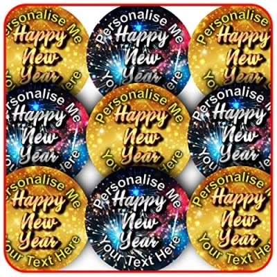 Image of 144 Personalised Happy New Year 30mm Glossy Reward Stickers for School Teachers, Parents
