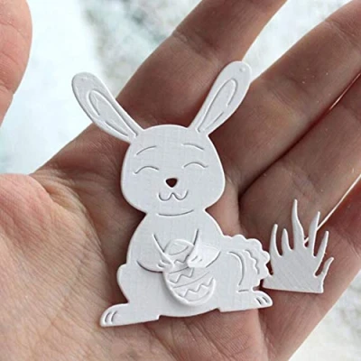 Image of Easter Cutting Dies for Card Making, Happy Rabbit Eggs Metal Embossing Stencil Template DIY Scrapbooking Paper Album Decor Craft Art Stamp (Easter Egg)
