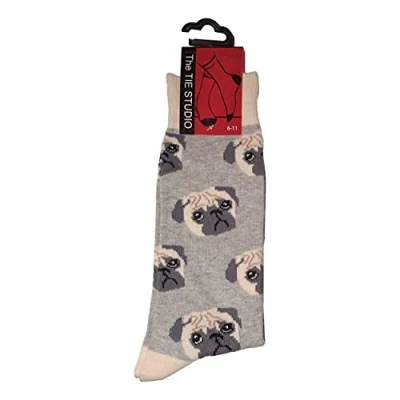 Image of Tie Studio Pug Dogs Unisex Novelty Ankle Socks Adult Size 6 11