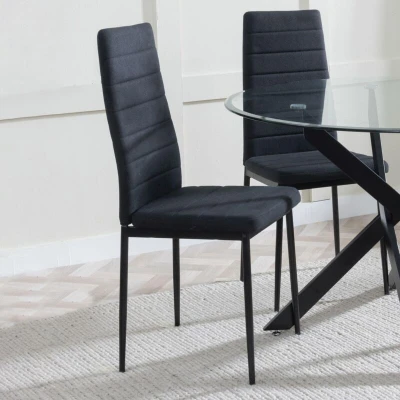 Image of Set of 6 Rovigo Black Fabric Dining Chair with Legs