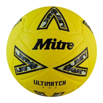 Image of Mitre Ultimatch Football, Enhanced Control, Extra Durability, Added Accuracy, Ball, Fluo Yellow/Black/Circular Grey, 5