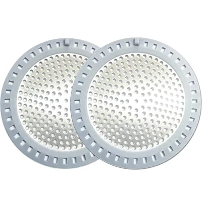 Image of Seatery 2PCS Shower Drain Hair Catcher/Strainer/Cover/Filter/Trap, Bathtub Catcher, Stopper for Stall Drain/Bathroom Floor Drain, Stainless Steel and Silicone Shield