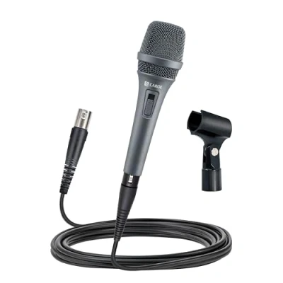 Image of CAROL AC 900S Dynamic Vocal Microphone with Supercardioid, ON/OFF Switch, for Singing, Live Stage, Studio Recording, Streaming, w/ 14.8ft Detachable XLR to and Mic Clip (Gray)