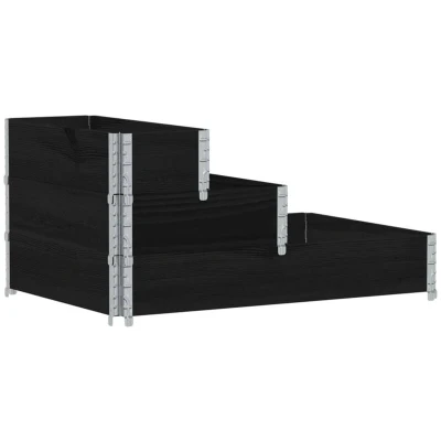 Image of vidaXL 3 Tier Raised Bed Black 120x80 cm Solid Wood Pine