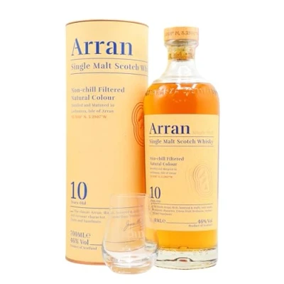 Image of Arran Branded Glass &amp; 10 year old Whisky 70cl 46% ABV