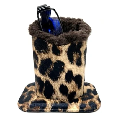 Image of KOSTOO Eyeglasses Holder, Protective Leopard Sunglasses Household Holder Pencil Stand Case for Home Office and School (Leopard Yellow)