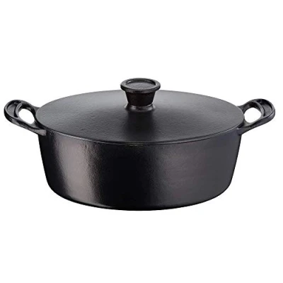 Image of Tefal E2125414 Jamie Oliver Cast Iron Casserole Dish with Lid, Induction, Oval, Stewpot, 30 cm, 5.1 Litre