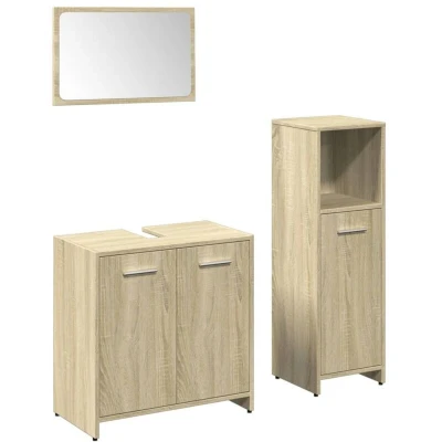 Image of vidaXL 3 Piece Bathroom Furniture Set Sonoma Oak Engineered Wood