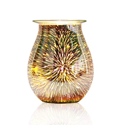 Image of GDICONIC Electric Oil Burner Wax Melt 3D Firework Star Effect Starburst Glass Warmer Candle Melter Fragrance Aroma for Bedroom Living Room Gifts (3D Fireworks)