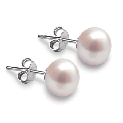 Image of VIKI LYNN 925 Sterling Silver Women Pearl Earrings