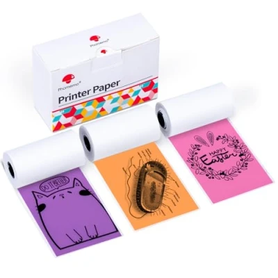 Image of Phomemo Printer Paper M02/M02Pro/M02S/M03/M03AS/M04S/M04AS Mini Sticker Paper, Purple/Rose Red/Orange Bluetooth Pinter 50mm x 3.5m Self Adhesive 3 Rolls