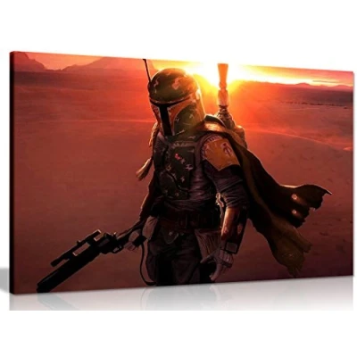 Image of Star Wars Bobba Fett Canvas Wall Art Picture Print (30x20in)