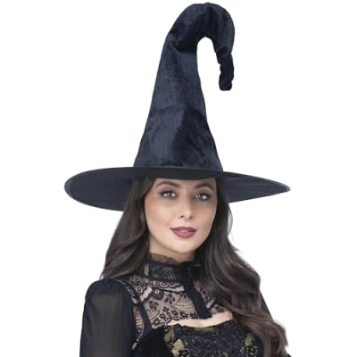 Image of Smiffys Gothic Coven Witch Hat Tall, Velour, Halloween Fancy Dress Accessory, Up Hats