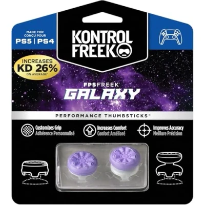 Image of KontrolFreek FPS Freek Galaxy Purple for PlayStation 4 (PS4) and 5 (PS5) Performance Thumbsticks 1 High Rise, Mid Rise