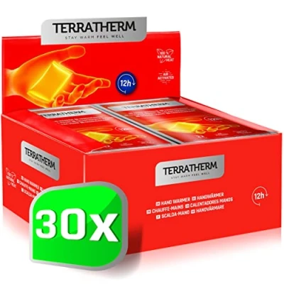 Image of TerraTherm Hand Warmers, Pocket Warmer for 12 hours of warm hands, Heat Pads activated by air, 100% natural warmth, Heater, 30 Pairs