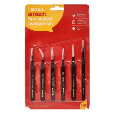 Image of Amtech R0384 6 Piece Coated tweezer Set