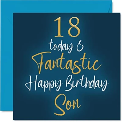 Image of Fantastic 18th Birthday Cards for Son 18 Today &amp; Happy Card from Mum or Dad, Gifts, 145mm x Greeting Gift