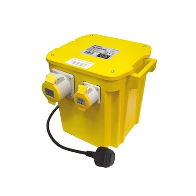 Image of Faithfull FPPTRAN5 Site Transformer 110V 5kVA 3 Socket: 2 x 16amp and 1 32 amp