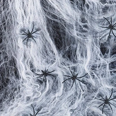 Image of Robelli Pack of 2 Stretchable Spider Cob Web Halloween Decoration with 6 Large Spiders