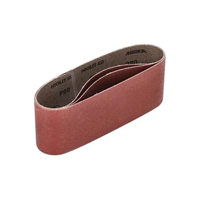 Image of Mirka Red 3 x fabric sanding belts 75x457mm / grit P80 high quality belt for sander wood and metal