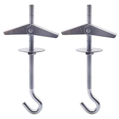 Image of (Pack of 2 pcs) Wing Spring Toggle Hooks M6, Plasterboard Ceiling Hook, Bolt Hook for Hanging Lamps ,Plants, Wall Fixing (2 pcs, M6)