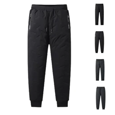 Image of QingxingFa Unisex Fleece Lined Joggers,Unisex Joggers with Pockets,Unisex Waterproof Pants (Black Leg Bundle,7XL)