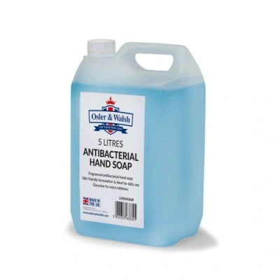Image of Osler &amp; Walsh 5 Litre Antibacterial Blue Hand Soap, Lightly Fragranced Wash for Home, School and the Workplace. Hydrates Softens Skin, Non Sticky Liquid Soap Protects Skin From Dryness