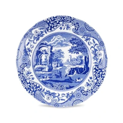 Image of Spode Blue Italian Salad Plates Set of 4, 7.25, Fine Earthenware, Made in England, Dishwasher Safe (Blue/White,8&quot;)
