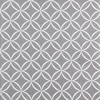Image of 20 napkins circles in composite grey, pattern, crafting, neutral, timeless, table decoration, decoupage, napkin technology, 33 x cm