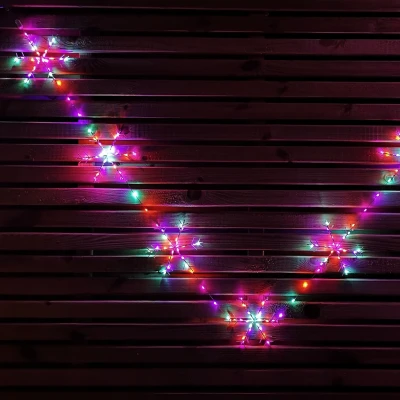 Image of 2.6m Set of 10 Snowflake Curtain Lights 258 Rainbow LEDs MicroBrights String
